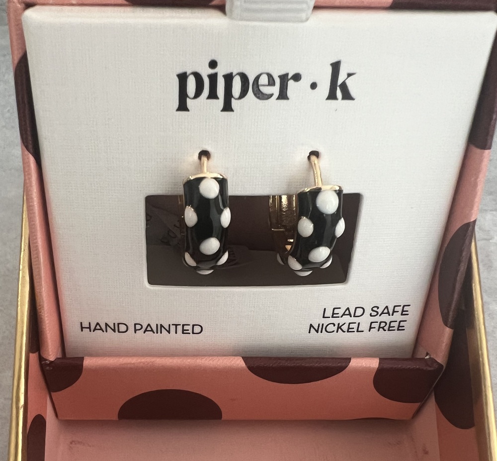 Piper K Gold Plated Polka Dot Hoop Earrings NIB